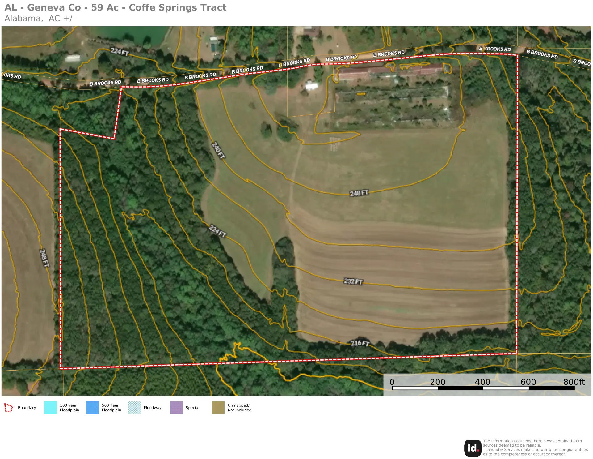 Topographic map of Coffee Springs Farm showing elevation contours from 216 to 248 feet
