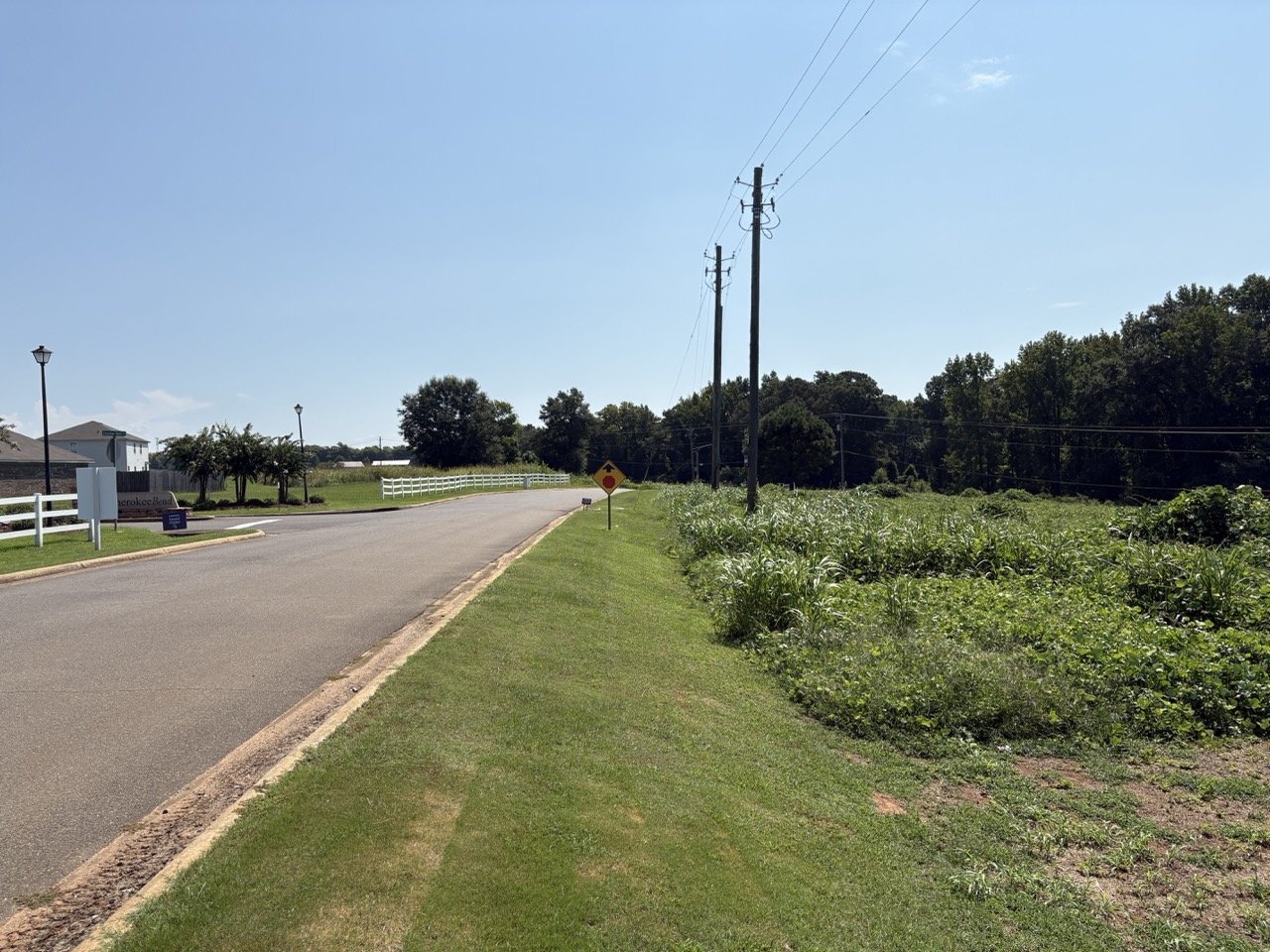 Looking along Highway 69 past the lot