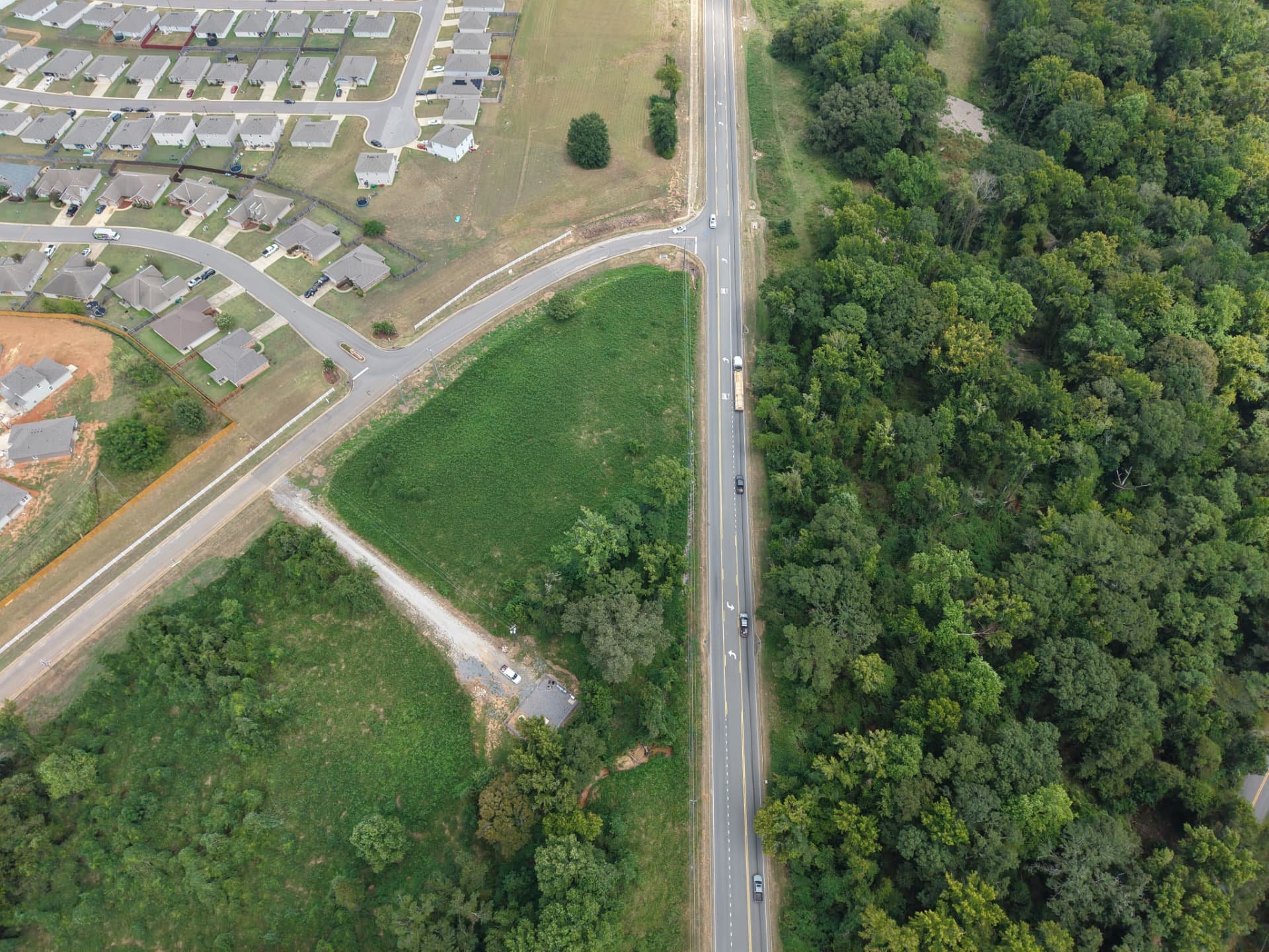 Overhead aerial of the lot between Highway 69 and Cracker Asphalt Road