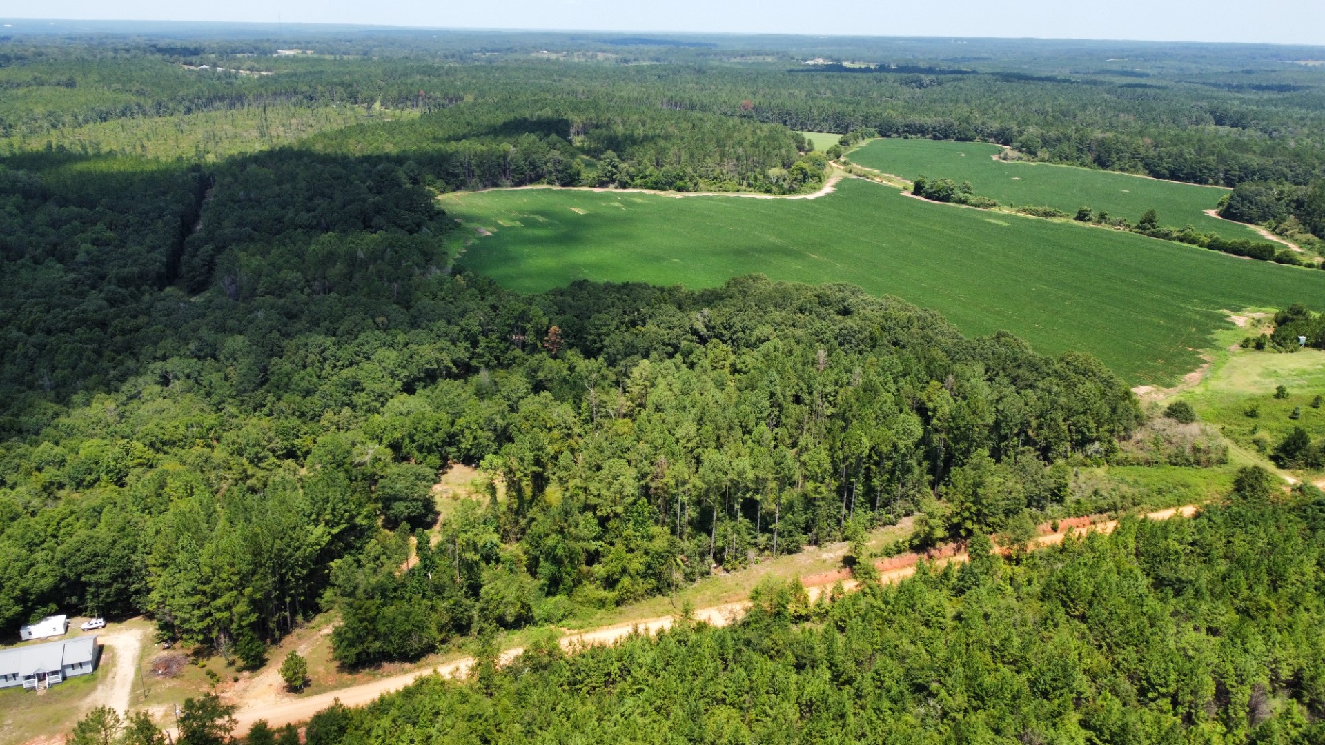 Aerial of the tract with neighboring fields beyond